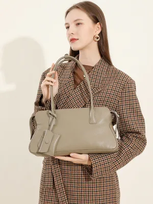 37CM grey Single Shoulder Genuine Leather Plantain Leather Hand Pillow Bag 2971