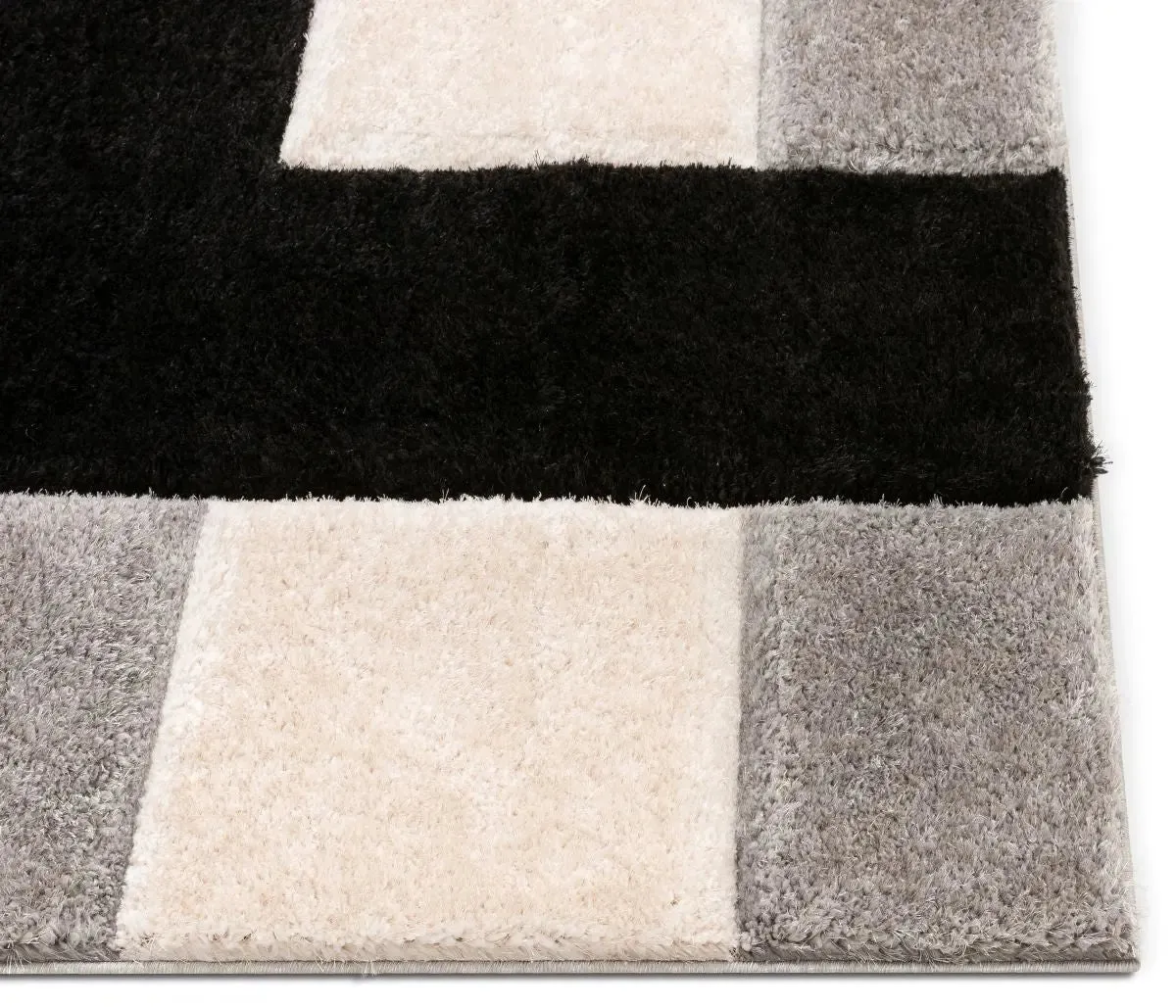 Escondido Black Modern Geometric 3D Textured Shag Rug