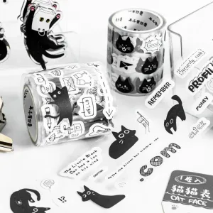 Playful Black Cat Collage Sticker Handbook - Charming DIY Decor and Craft Accents