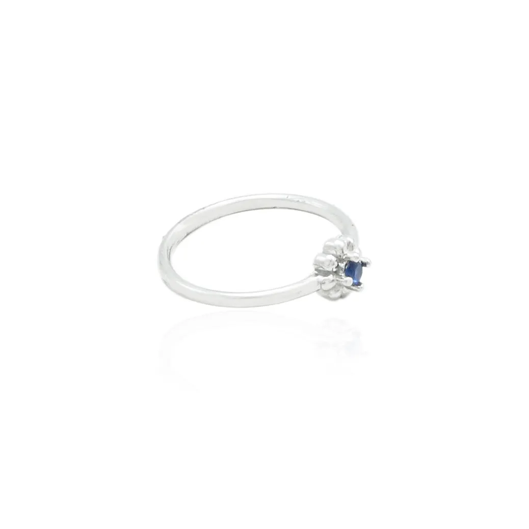 Silver Curly Blue Gemstone Ring