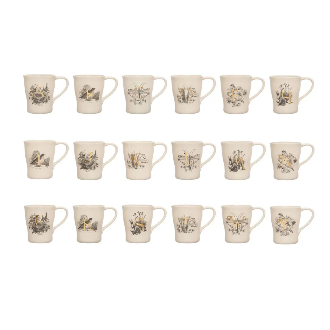 Stoneware Monogram Mug - Assorted Styles