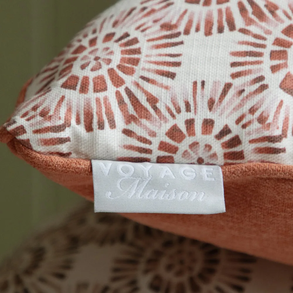 Vali Printed Piped Cushion Terracotta